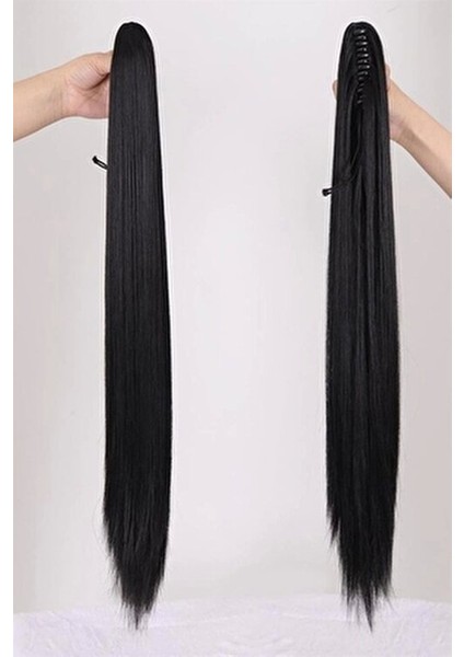 Düz Siyah Tokalı At Kuyruğu Postiş 65 cm 220 Gram indirimleri