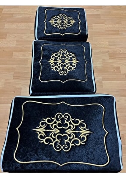 Çeyizlik Kadife Gold Işlemeli 3'lü Siyah Bohça Nişan Gelin Damat Hurcu fiyatları