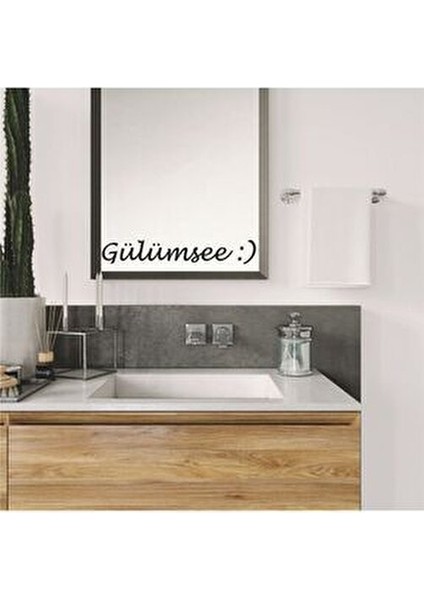 Ayna Dekorasyon Sticker- Gülümsee :) 40CMX6CM fiyatları