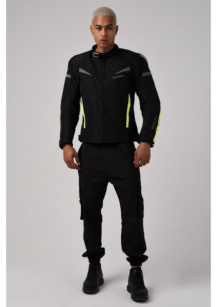 Colombia Neon Sarı Motosiklet Montu – CE Onaylı, Su Geçirmez, Sürtünme Dayanıklı 4 Mevsim Polyester Koruma modelleri