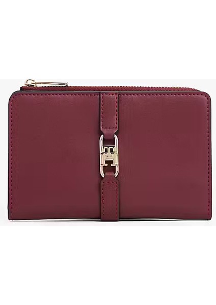 Kadın Iki Katlı Metal Tokalı Cüzdan - Bordo