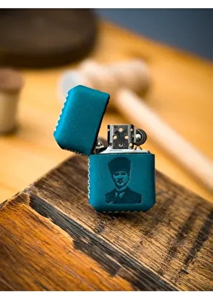 El Yapımı Deri Kılıflı Zippo Çakmak Hakiki Dana Derisinden Şık Tasarım Benzinli
