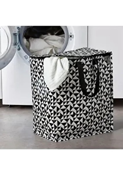 47 Lt Çamaşır Çantası 40X25X47 cm Taşıma Çantası Giysi Taşıma Çamaşır Sepeti Siyah-Beyaz modelleri