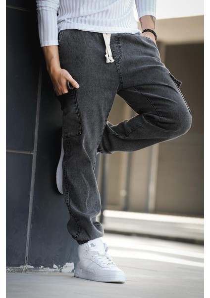 Dasser Paçası ve Beli Lastikli Slim Fit Likralı Kot Kargo Pantolon fiyatları