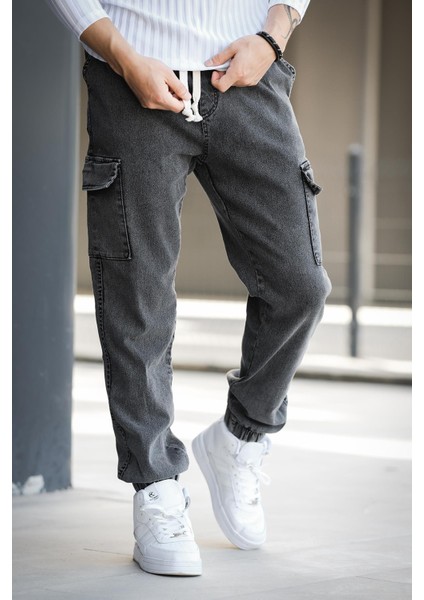 Dasser Paçası ve Beli Lastikli Slim Fit Likralı Kot Kargo Pantolon fırsatları