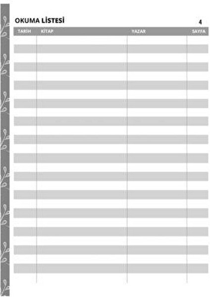 Kitap Okuma Ajandası Anonim Yazarlı Ciltsiz Normal Boy 60 Sayfa modelleri