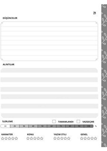 Kitap Okuma Ajandası Anonim Yazarlı Ciltsiz Normal Boy 60 Sayfa indirimleri