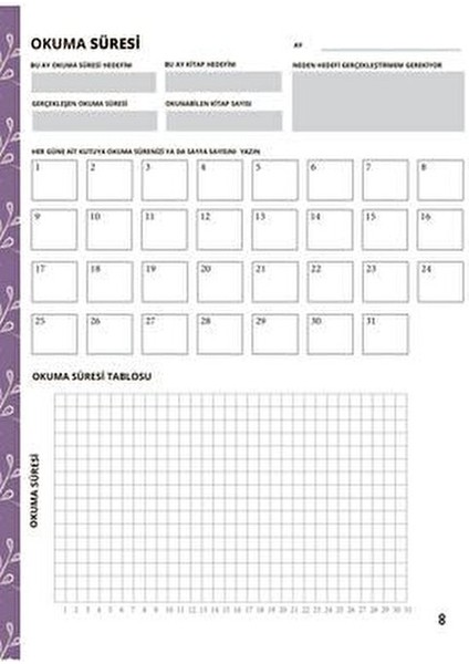 Kitap Okuma Ajandası Anonim Yazarlı Ciltsiz Normal Boy 60 Sayfa