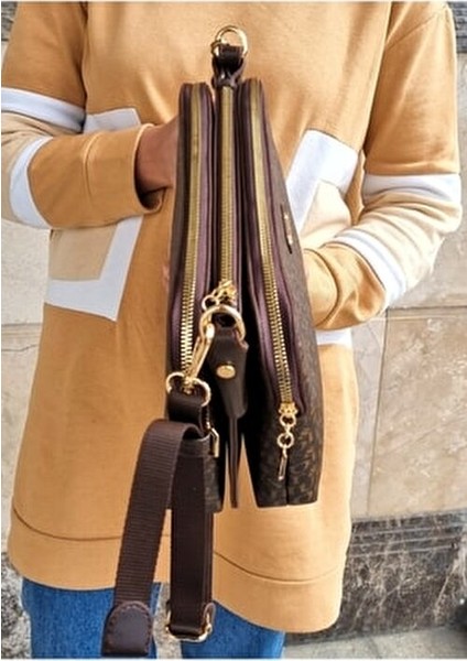 Kadın Kahverengi 5 Bölmeli Omuz Çantası Postacı Çantası Çapraz Çanta fiyatları