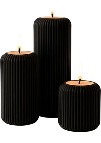 Modern Siyah 3’lü Mumluk Seti