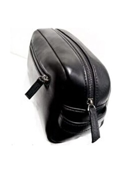 Arne Siyah Hakiki Deri Tıraş Bakım Çantası Düz Desenli Küçük Boy Ergonomik Tasarım fiyatları