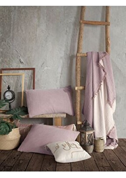 Lila Renkli 4 Katlı Muslin %100 Pamuk Çift Kişillik Yatak Örtüsü/pike 230X250 cm Battal Boy fiyatları