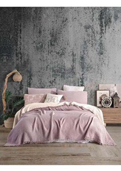 Lila Renkli 4 Katlı Muslin %100 Pamuk Çift Kişillik Yatak Örtüsü/pike 230X250 cm Battal Boy indirimleri