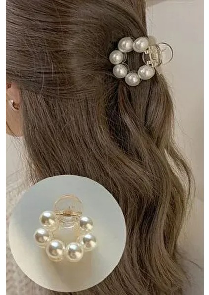 Kadın Yuvarlak Pearly Inci Mandal Toka