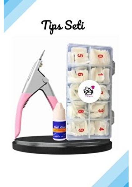 Protez Tırnak 500'LÜ Kemik Tips -Tips Makası ve Yapıştırıcı- 3'lü Set