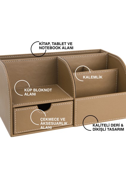 Masaüstü Organizer,kalemlik,kumandalık,küp Bloknotluk,tabletlik,kitaplık,6 Gözlü,çekmeceli,vizon fiyatları