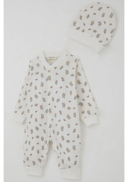 Kız Bebek Tulum Çiçek Desenli 0-6 Ay, Ekru modelleri