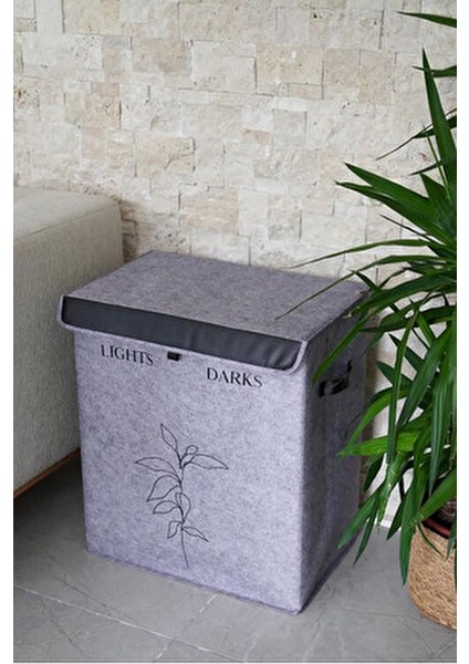 Çok Amaçlı Gri Keçe Deri Çamaşır Kirli Sepeti 2 Bölmeli Katlanır Tasarım fiyatları