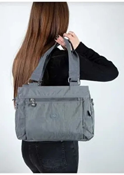 Kadın Gri Su Geçirmez Kipling Kol Çapraz Çanta