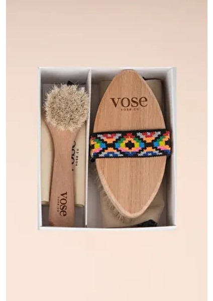 2li Set Doğal At Kılı Selülit Tulip ve Yüz Fırçası Cilt Bakım Ürünleri