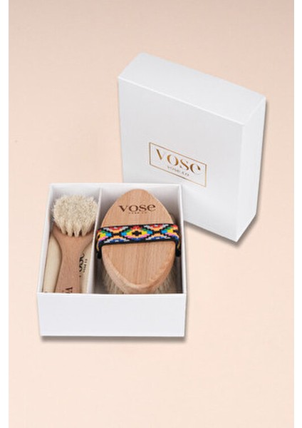 2li Set Doğal At Kılı Selülit Tulip ve Yüz Fırçası Cilt Bakım Ürünleri