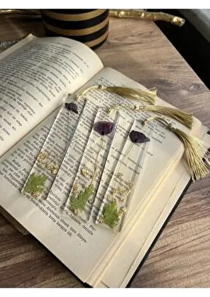 Gerçek Kurutulmuş Gelincik Çiçekli Altın Varaklı Epoksi Kitap Ayracı ( 1 Adet ) fiyatları