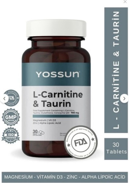 L-Karnitin, Taurin, Glutatyon ve Koenzim Q10 İçeren Tablet Takviye Edici Gıda