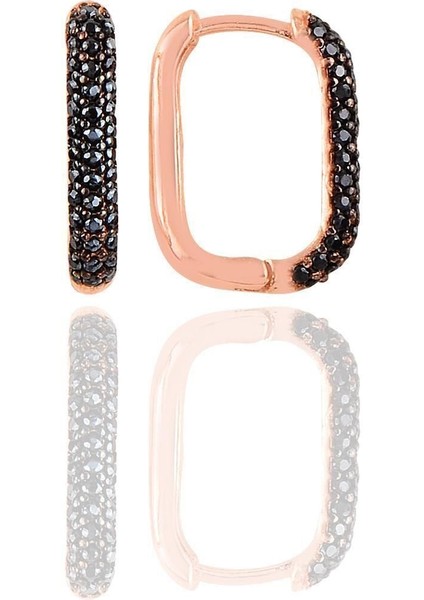 925 Ayar Rose Kaplama Oniks Taşlı Kadın Küpe – Şık ve Trend Tasarım, Türkiye Yapımı