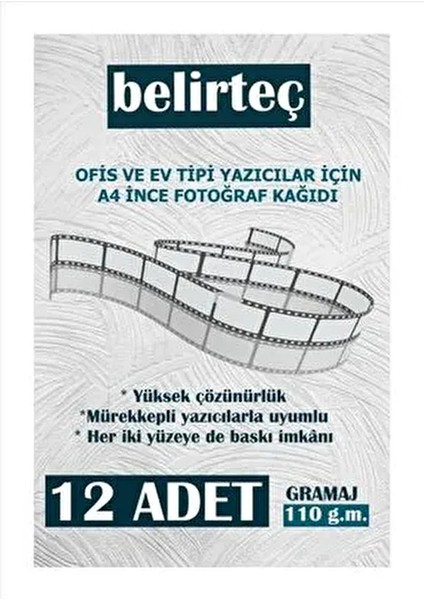 A4 İnce Ipeksi Kuşe Fotoğraf ve Sertifika Kağıdı 110 gr 12 Adet Ofis ve Ev Tipi Yazıcılar İçin