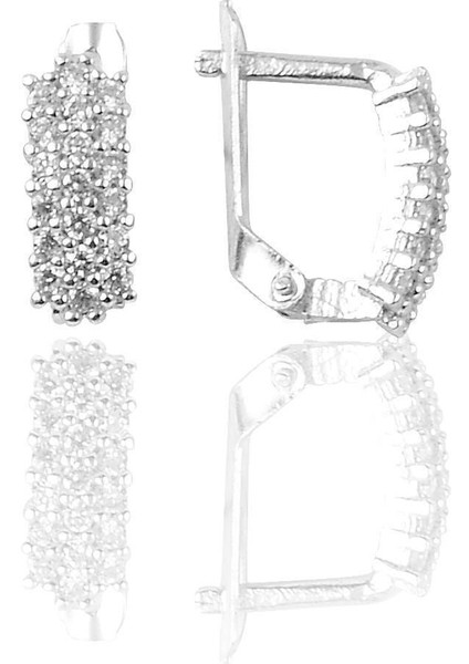 Kadın Beyaz J Şekilli Zirkon Taşlı 925 Ayar Gümüş Küpe – Türkiye'de El İşçiliği Üretim