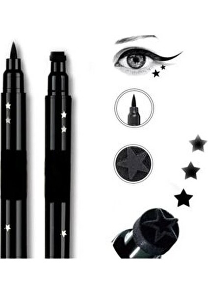 Çift Taraflı Yıldız Desenli Kalem Eyeliner Likit Suya Dayanıklı fiyatları