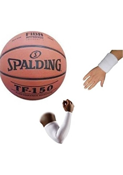TF-150 Basketbol Topu Perform Size 7 Fıba Logolu+Basketbol Dirsekliği+Havlu Bileklik