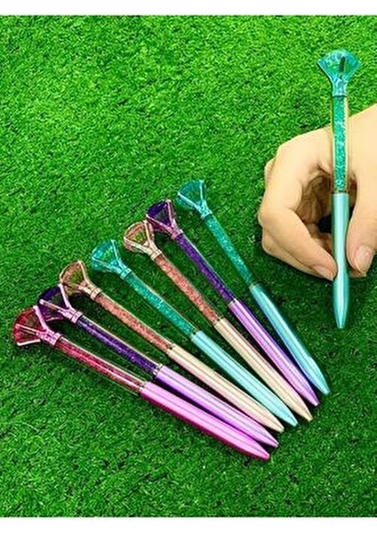 Şık Pırlantalı Tükenmez Kalem 1 Adet Renkli Simli Seçeneklerle Kullanıma Uygun