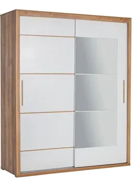Tuana 180 cm Sürgülü Gardırop - Ceviz&beyaz