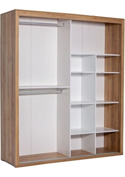 Tuana 180 cm Sürgülü Gardırop - Ceviz&beyaz fiyatları