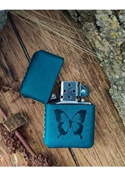 El Yapımı Hakiki Deri Kılıflı Zippo Çakmak Rüzgar Geçirmez Taşınabilir Tasarım Benzinli