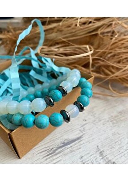 Doğal Opal Ay Taşı ve Firuze Taşı Muhteşem Uyumunuzu Tamamlayacak Sevgili Çift Kombini fırsatları