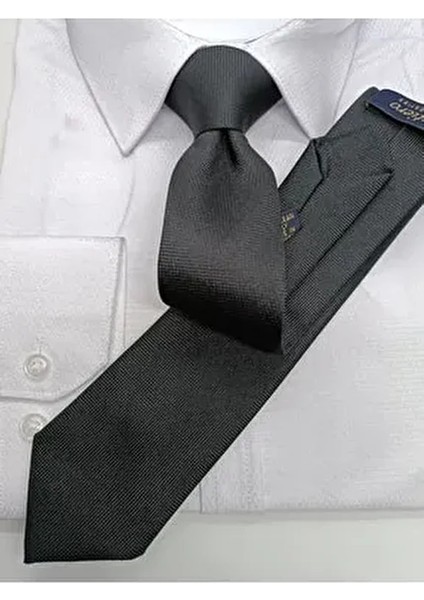 Siyah Kum Desenli Slim Kravat