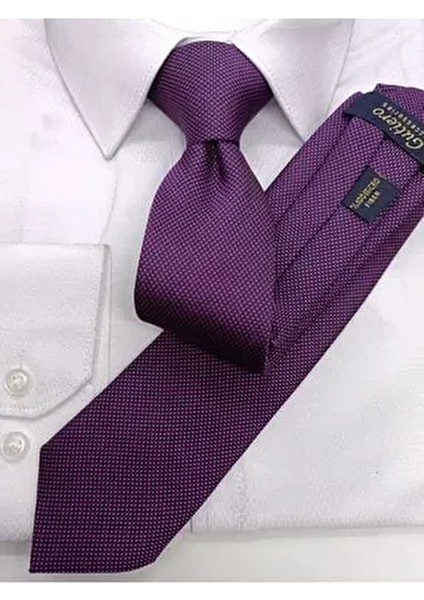 Mürdüm Kum Desenli Slim Kravat