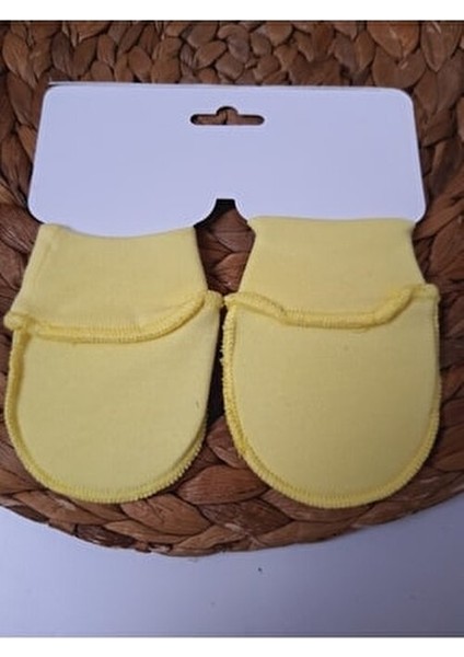 Yenidoğan Bebek Eldiveni %100 Penye Kumaş 0-6 Ay Sarı Renk 1 Çift Eldiven fiyatları