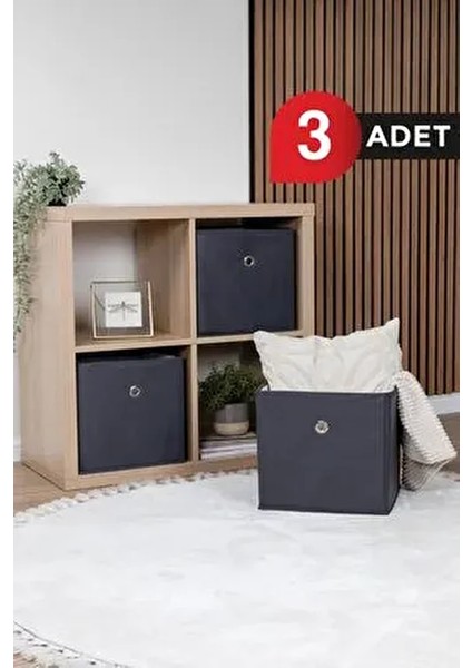 3'lü Dolap Içi Çamaşır Oyuncak Düzenleyici Kapaksız Saklama Kutusu Organizer 30X30X30