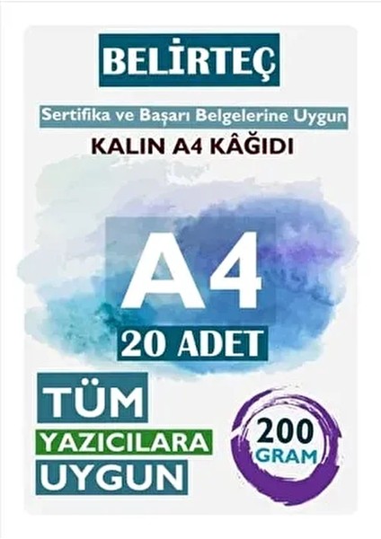 Kalın Beyaz A4 Kağıdı 200 Gram Tüm Yazıcılara Uygun Sertifika ve Belge Amaçları İçin