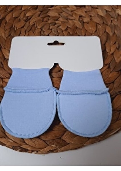 Yenidoğan Bebek Eldiveni %100 Penye Kumaş 0-6 Ay Mavi Renk Düz Desenli 1 Çift fiyatları