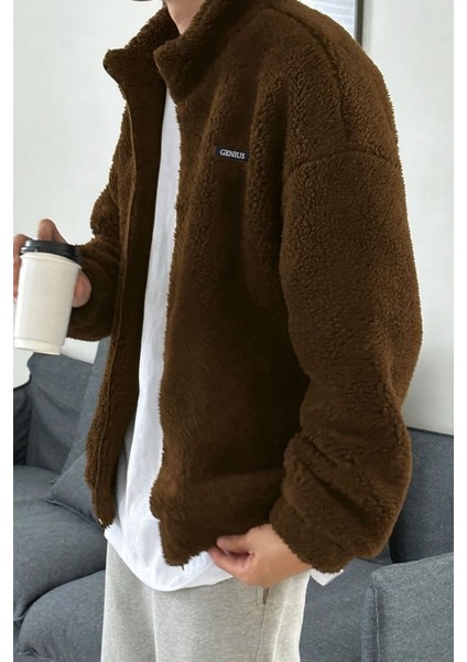 Oversize Peluş Tam Fermuarlı Sweatshirt Peluş Içi Polarlı Sherpa Kumaş Sweatshirt fiyatları