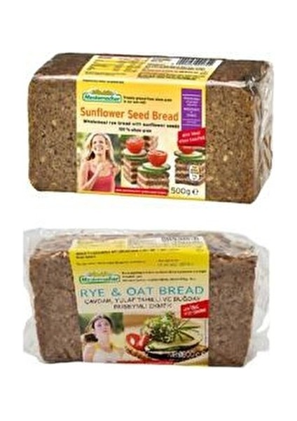 2'li Alman Ekmek Seti - Ayçekirdekli Çavdarlı ve Yulaf Çavdar Ruşeymli Tam Tahıl Ekmeği