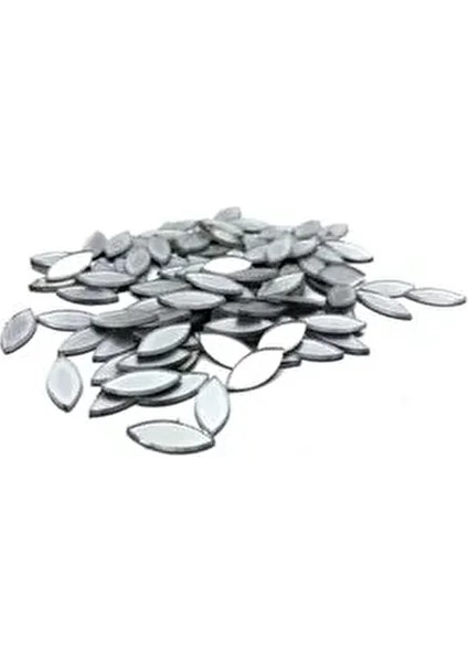 5MMX12MM Oval Gümüş Renk Pleksi Yapışkanlı Mozaik Ayna 100 Adet