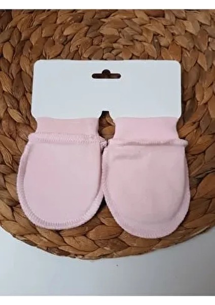 Yenidoğan Bebek Eldiveni Pamuklu Düz Desenli Pembe 0-6 Ay İçin 1 Çift