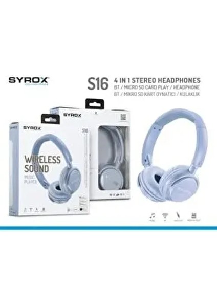 Hatalı S16 Kablosuz Kulaküstü Kulaklık Mavi Renk Mikrofonlu ve Çift Telefon Desteği modelleri