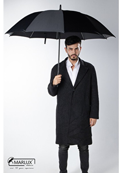 Baston Şemsiye 10 Fiber Telli Siyah Dokuma Malzeme ile Otomatik 135 cm Çap fiyatları