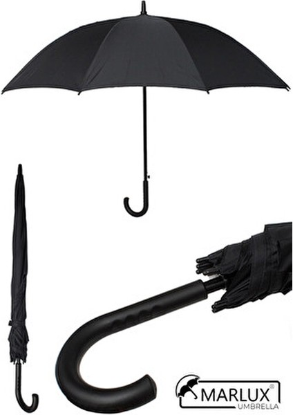 Baston Şemsiye 10 Fiber Telli Siyah Dokuma Malzeme ile Otomatik 135 cm Çap indirimleri